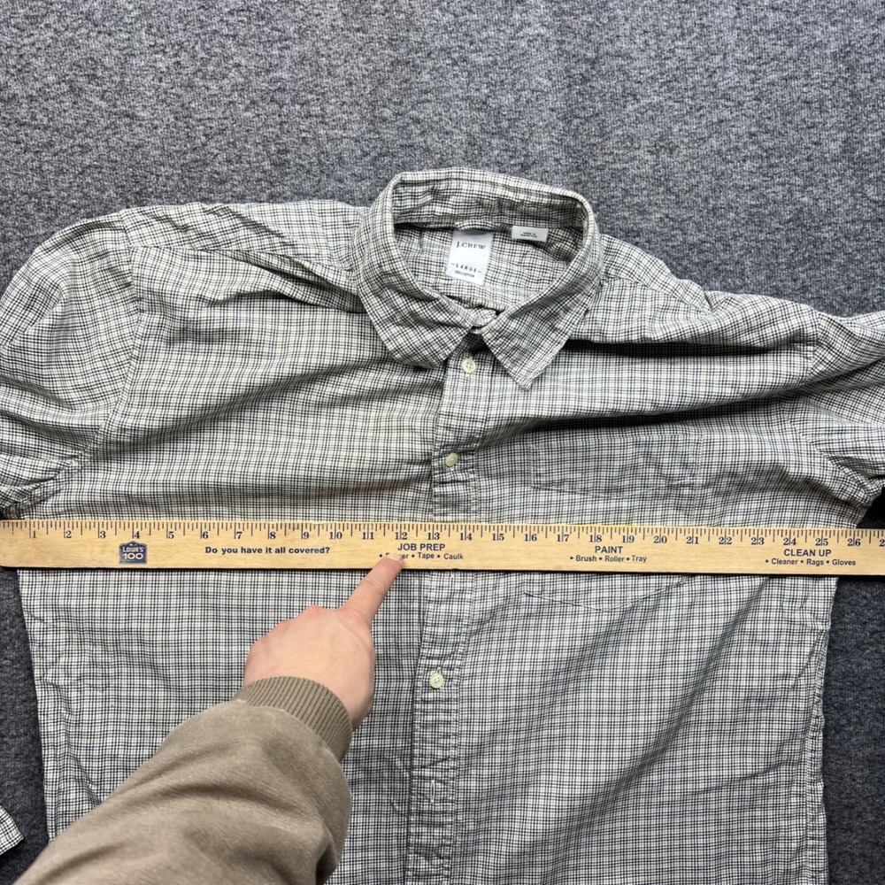 J. Crew Shirt Mens Large Green Tan Plaid Button Down Long Sleeve Cotton - Picture 11 of 16